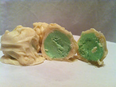 Key Lime Truffle. Just like the pie this sweet tangy treat will be one you will want more and more of. White Chocolate covers this creamy and tangy key lime filling.