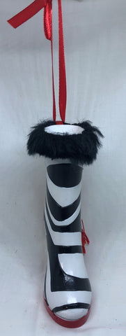 Zebra Print High Heel Boot Ornament