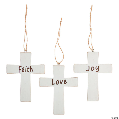 Rustic Faith Wood Cross Ornaments